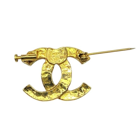 Authentic CHANEL CC Vintage Gold Pin Brooch Rhinestone Crystal - Picture 3 of 4